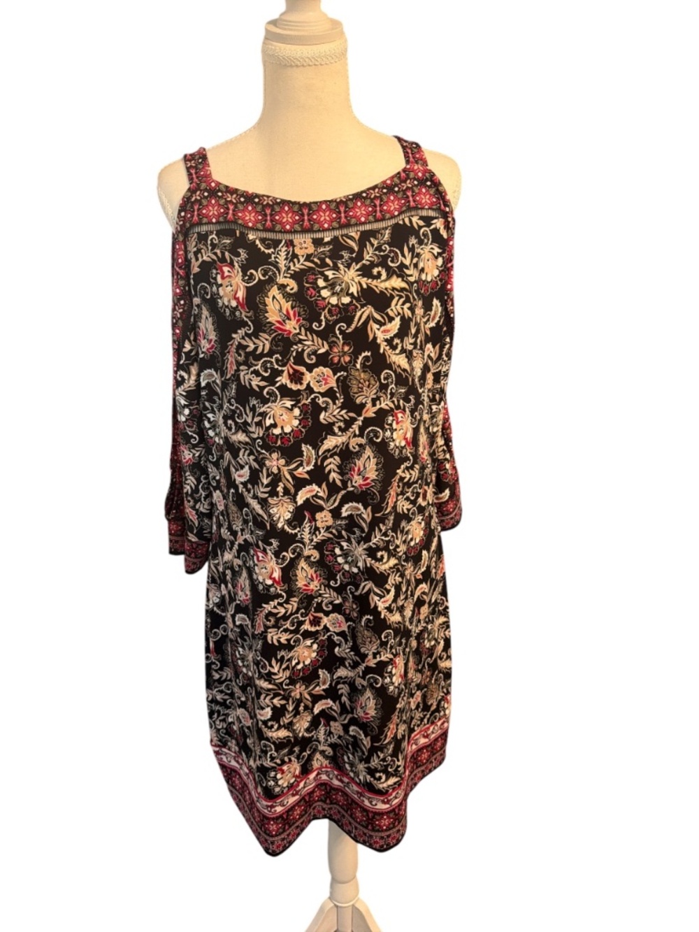 WHBM Cold Shoulder Paisley Boho Dress XL